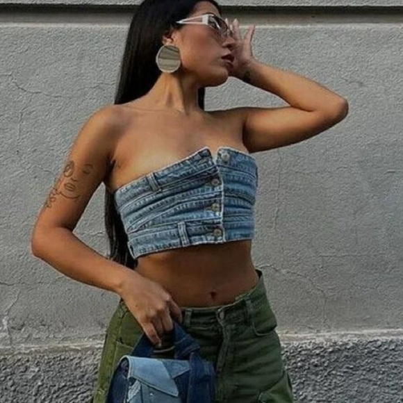Zara denim crop top - Picture 1 of 3